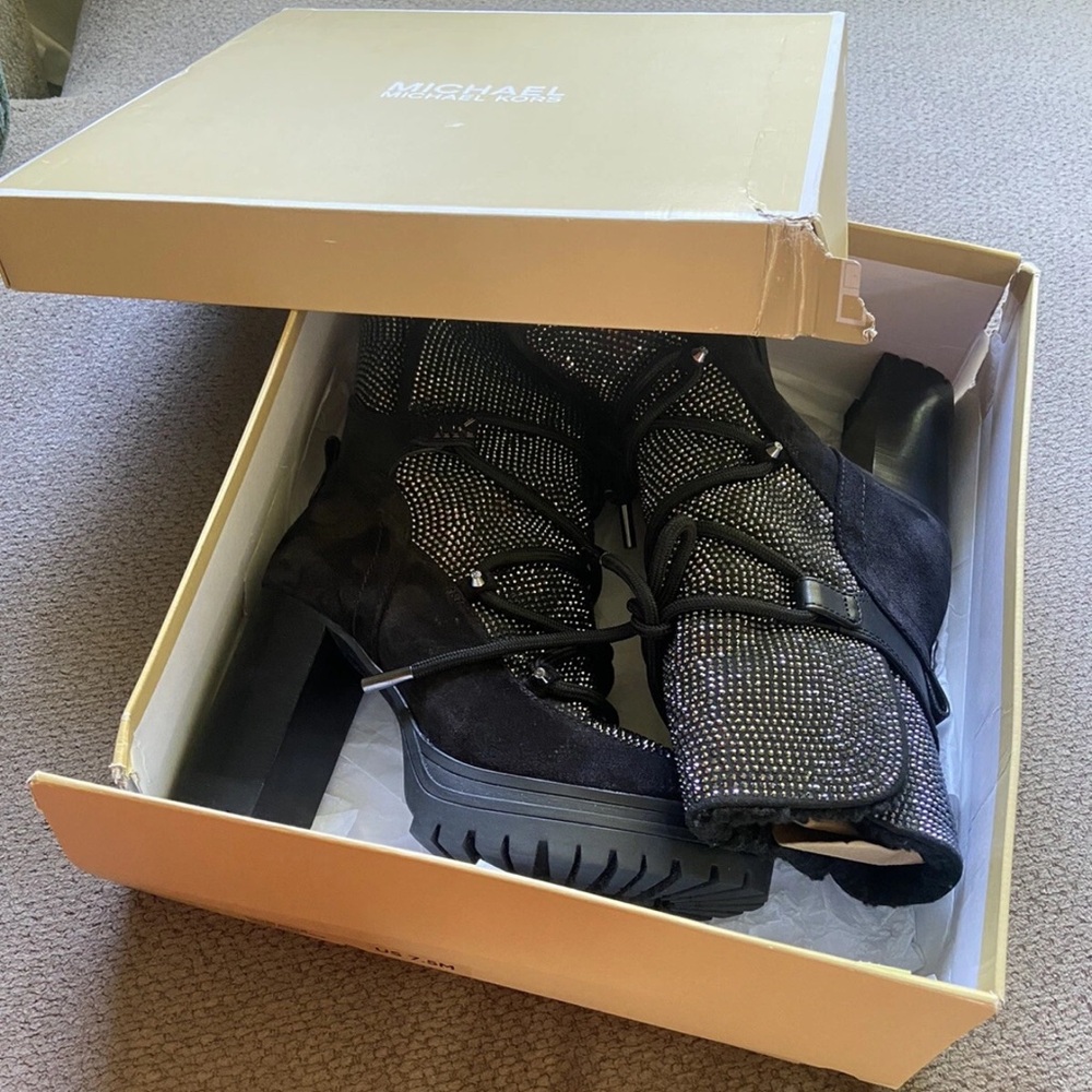 Michael Kors Black Crystal Embellished Boots